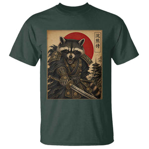 Funny Samurai Raccoon T Shirt Vintage Japanese Ukiyoe Warrior Graphic TS12 Dark Forest Green Print Your Wear