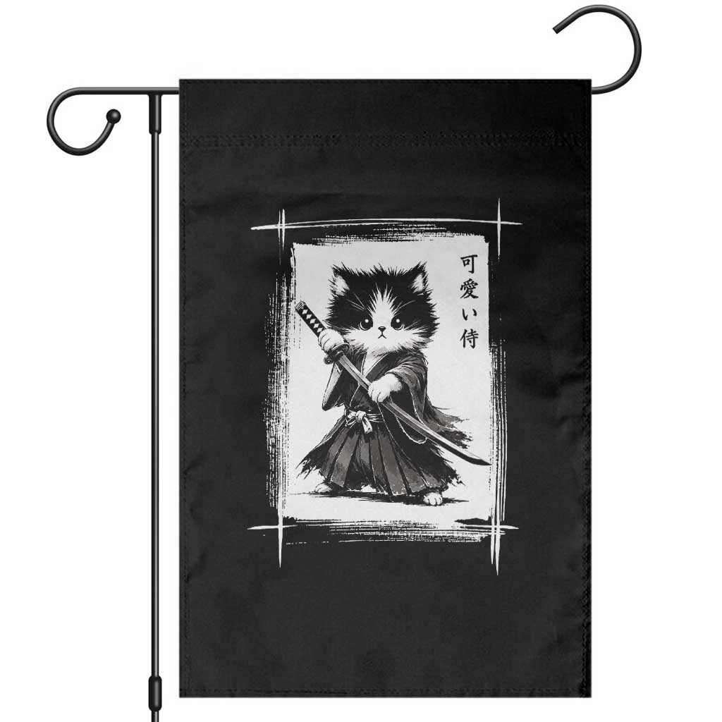 Vintage Japanese Art Samurai Cat Garden Flag Sumie Kawaii Cat Lover Gift TS12 Black Print Your Wear