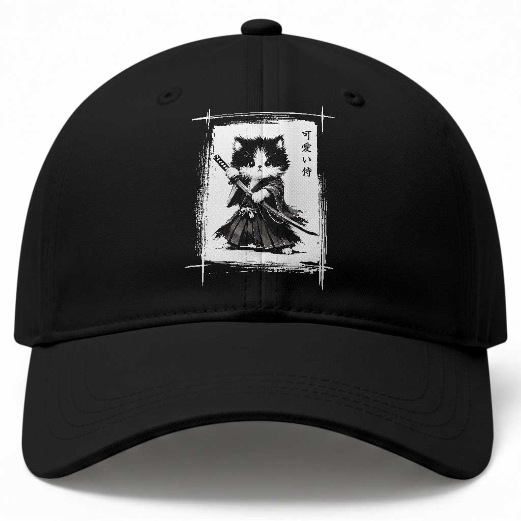 Vintage Japanese Art Samurai Cat Baseball Cap Sumie Kawaii Cat Lover Gift TS12 Print Your Wear
