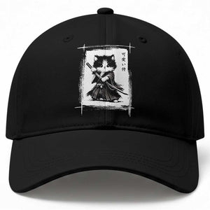 Vintage Japanese Art Samurai Cat Baseball Cap Sumie Kawaii Cat Lover Gift TS12 Print Your Wear