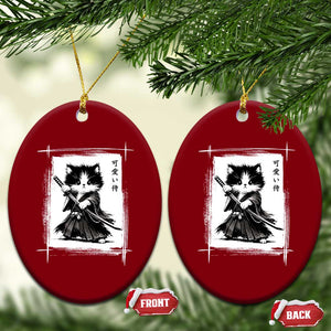 Vintage Japanese Art Samurai Cat Ceramic Ornament Sumie Kawaii Cat Lover Gift TS12 Print Your Wear