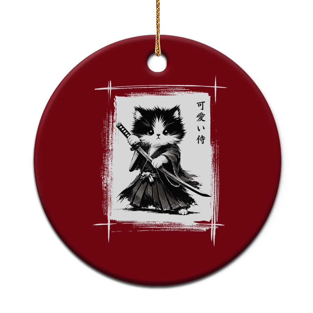 Vintage Japanese Art Samurai Cat Ceramic Ornament Sumie Kawaii Cat Lover Gift TS12 1pc Red Print Your Wear