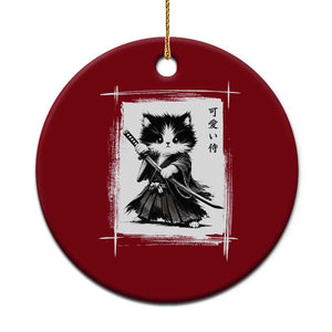 Vintage Japanese Art Samurai Cat Ceramic Ornament Sumie Kawaii Cat Lover Gift TS12 1pc Red Print Your Wear