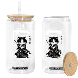 Vintage Japanese Art Samurai Cat Glass Can Sumie Kawaii Cat Lover Gift TS12 Print Your Wear