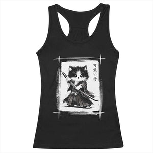 Vintage Japanese Art Samurai Cat Racerback Tank Top Sumie Kawaii Cat Lover Gift TS12 Black Print Your Wear