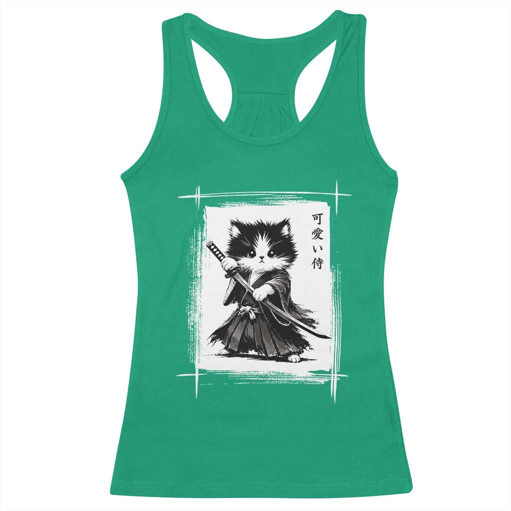 Vintage Japanese Art Samurai Cat Racerback Tank Top Sumie Kawaii Cat Lover Gift TS12 Irish Green Print Your Wear