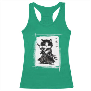 Vintage Japanese Art Samurai Cat Racerback Tank Top Sumie Kawaii Cat Lover Gift TS12 Irish Green Print Your Wear