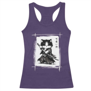 Vintage Japanese Art Samurai Cat Racerback Tank Top Sumie Kawaii Cat Lover Gift TS12 Purple Print Your Wear