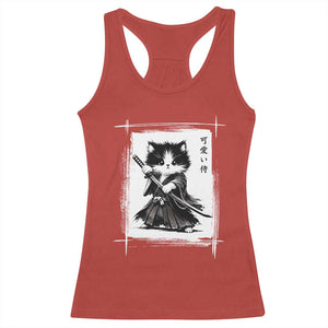 Vintage Japanese Art Samurai Cat Racerback Tank Top Sumie Kawaii Cat Lover Gift TS12 Red Print Your Wear