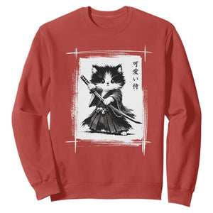 Vintage Japanese Art Samurai Cat Sweatshirt Sumie Kawaii Cat Lover Gift TS12 Red Print Your Wear