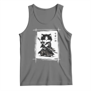 Vintage Japanese Art Samurai Cat Tank Top Sumie Kawaii Cat Lover Gift TS12 Black Heather Print Your Wear