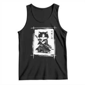 Vintage Japanese Art Samurai Cat Tank Top Sumie Kawaii Cat Lover Gift TS12 Black Print Your Wear