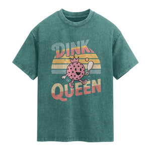 Pickleball Girl Lover Washed Cotton T-Shirt Dink Queen