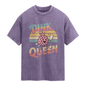 Pickleball Girl Lover Washed Cotton T-Shirt Dink Queen