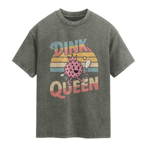 Pickleball Girl Lover Washed Cotton T-Shirt Dink Queen
