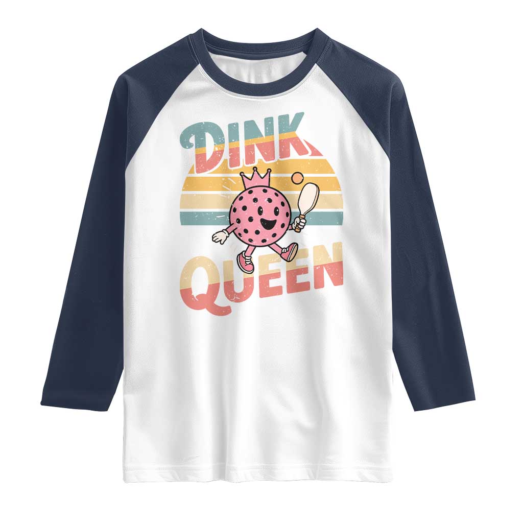 Pickleball Girl Lover Raglan Shirt Dink Queen TS12 White Navy Print Your Wear