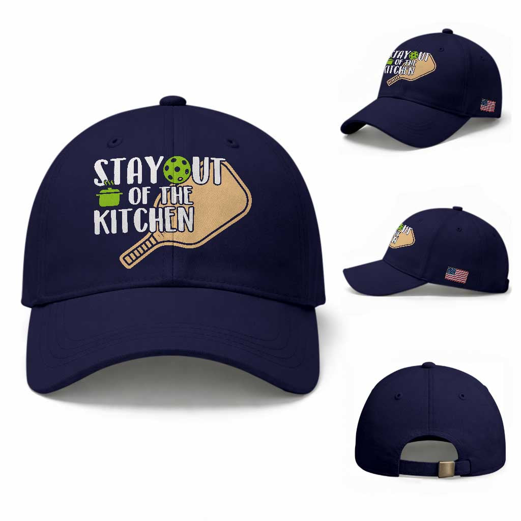 Funny Pickleball Baseball Cap Stay Out Of The Kitchen TS12 Baseball Cap Universal Fit Dark Blue Print Your Wear