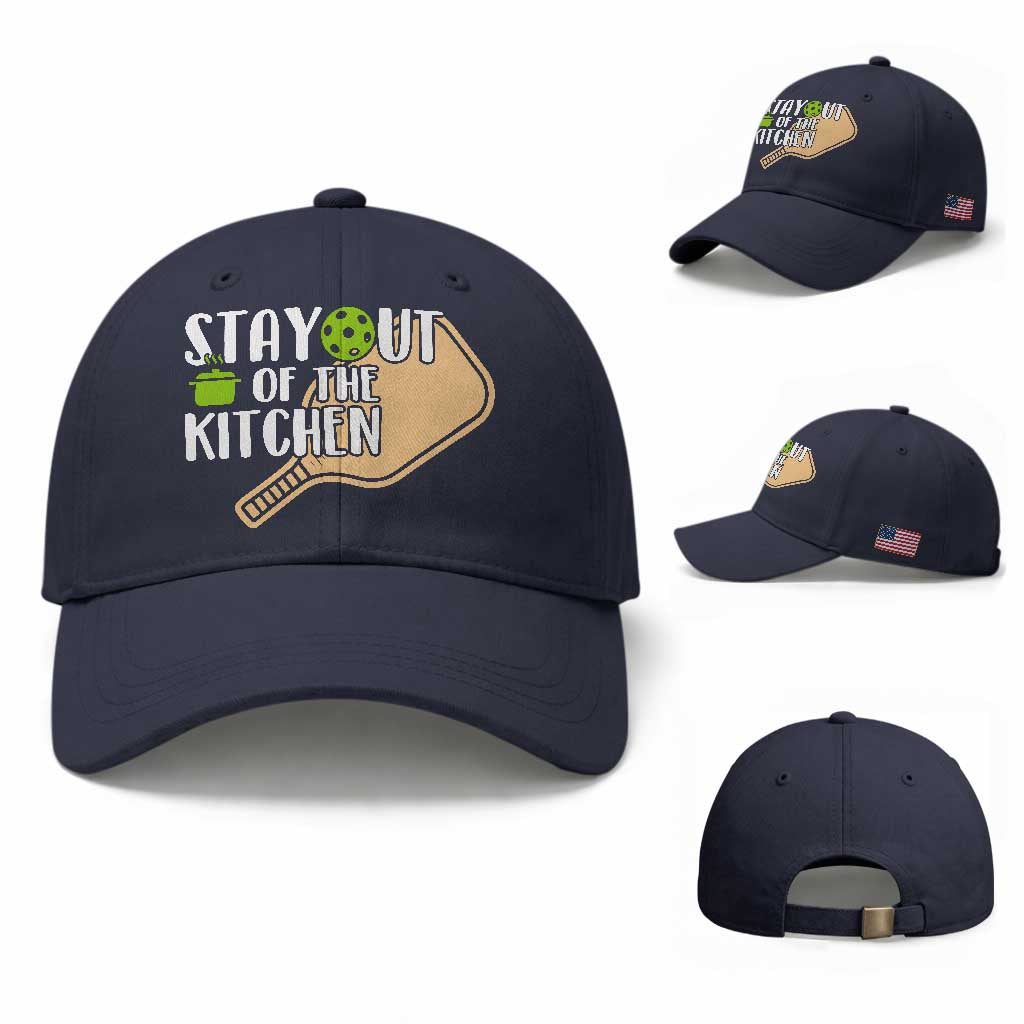 Funny Pickleball Baseball Cap Stay Out Of The Kitchen TS12 Baseball Cap Universal Fit Navy Print Your Wear