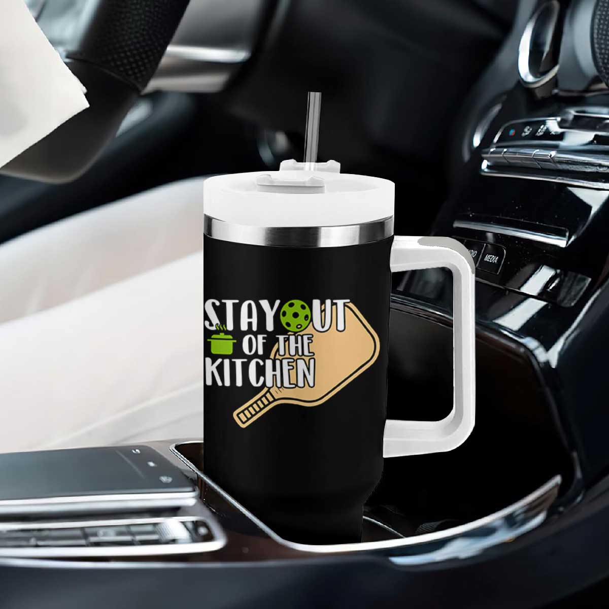 Funny Pickleball Tumbler With Handle Stay Out Of The Kitchen TS12 Print Your Wear