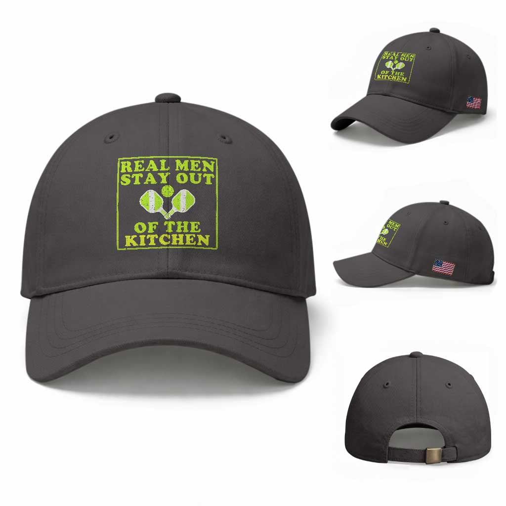 Funny Pickleball Baseball Cap Stay Out Of The Kitchen For Men TS12 Baseball Cap Universal Fit Dark Gray Print Your Wear