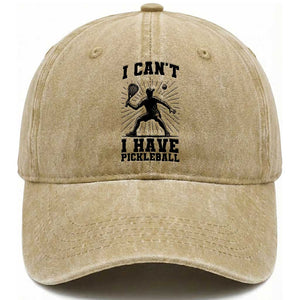 I Can Not I Have Pickleball Washed Cotton Baseball Cap Pickleball Game Gift TS12 Print Your Wear