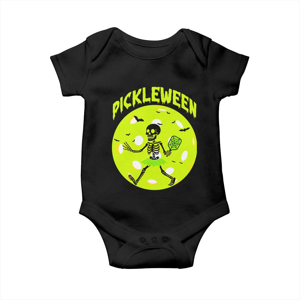 Funny Halloween Pickleball Lovers Baby Onesie Pickleween TS12 Black Print Your Wear