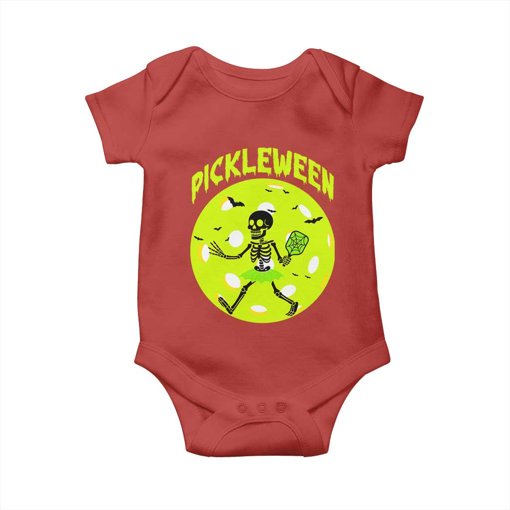 Funny Halloween Pickleball Lovers Baby Onesie Pickleween TS12 Red Print Your Wear