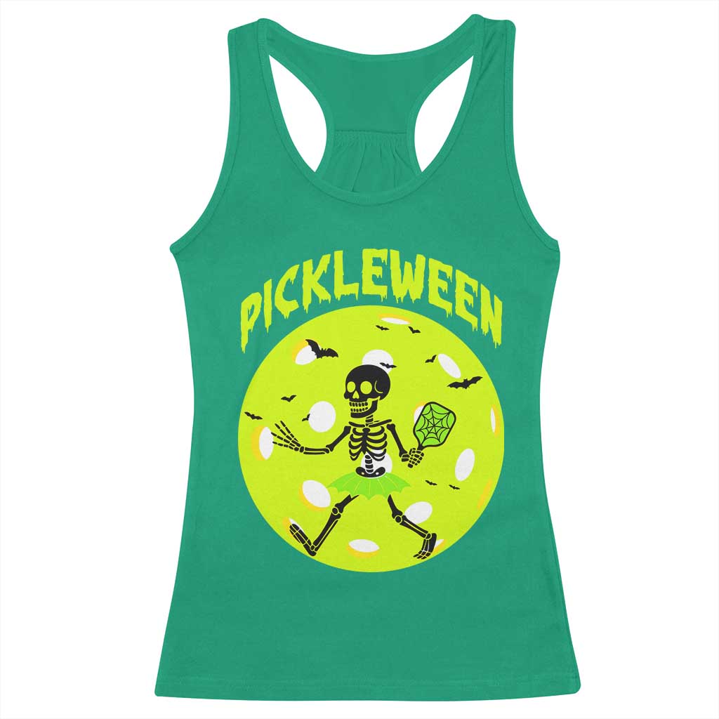Funny Halloween Pickleball Lovers Racerback Tank Top Pickleween TS12 Irish Green Print Your Wear