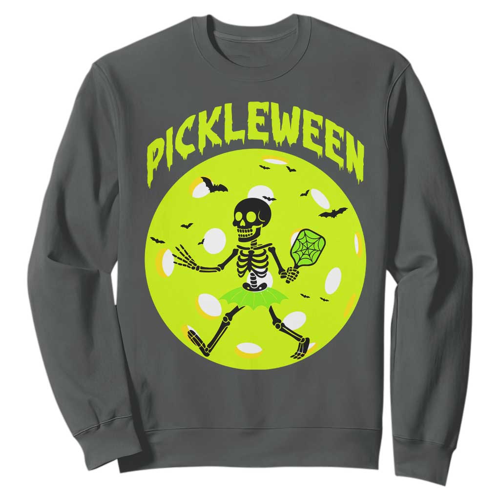 Funny Halloween Pickleball Lovers Sweatshirt Pickleween TS12 Dark Heather Print Your Wear