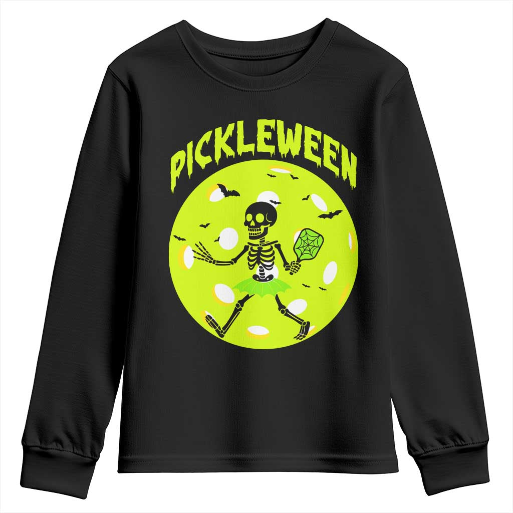 Funny Halloween Pickleball Lovers Youth Sweatshirt Pickleween TS12 Black Print Your Wear
