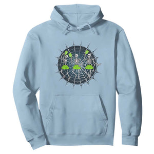 Funny Dancing Skeletons Hoodie Pickleball Halloween Gift TS12 Light Blue Print Your Wear