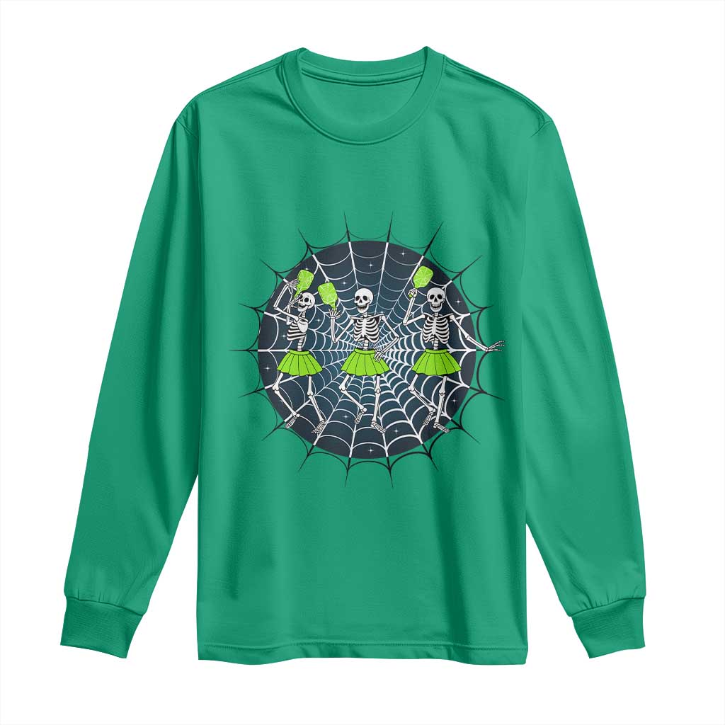 Funny Dancing Skeletons Long Sleeve Shirt Pickleball Halloween Gift TS12 Irish Green Print Your Wear
