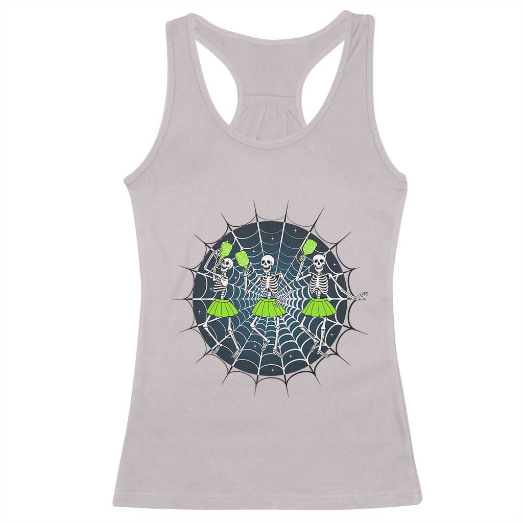 Funny Dancing Skeletons Racerback Tank Top Pickleball Halloween Gift TS12 Ice Gray Print Your Wear