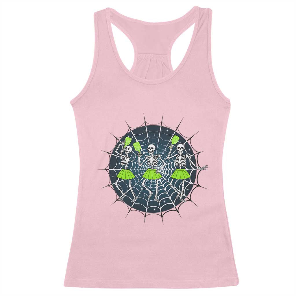 Funny Dancing Skeletons Racerback Tank Top Pickleball Halloween Gift TS12 Light Pink Print Your Wear