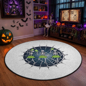Funny Dancing Skeletons Round Rug Pickleball Halloween Gift