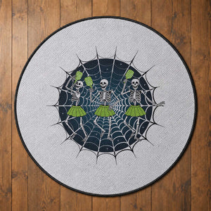 Funny Dancing Skeletons Round Rug Pickleball Halloween Gift