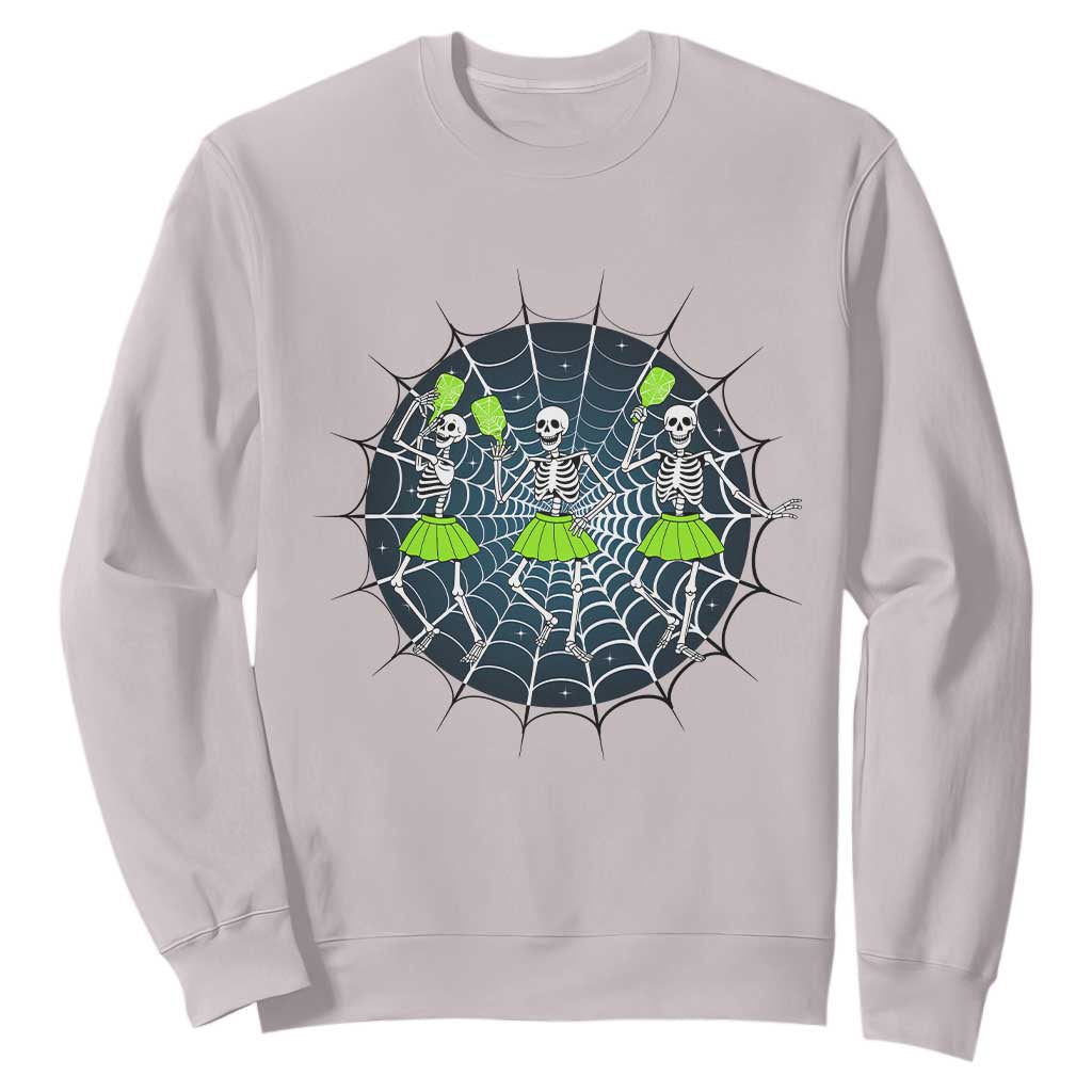 Funny Dancing Skeletons Sweatshirt Pickleball Halloween Gift TS12 Ice Gray Print Your Wear