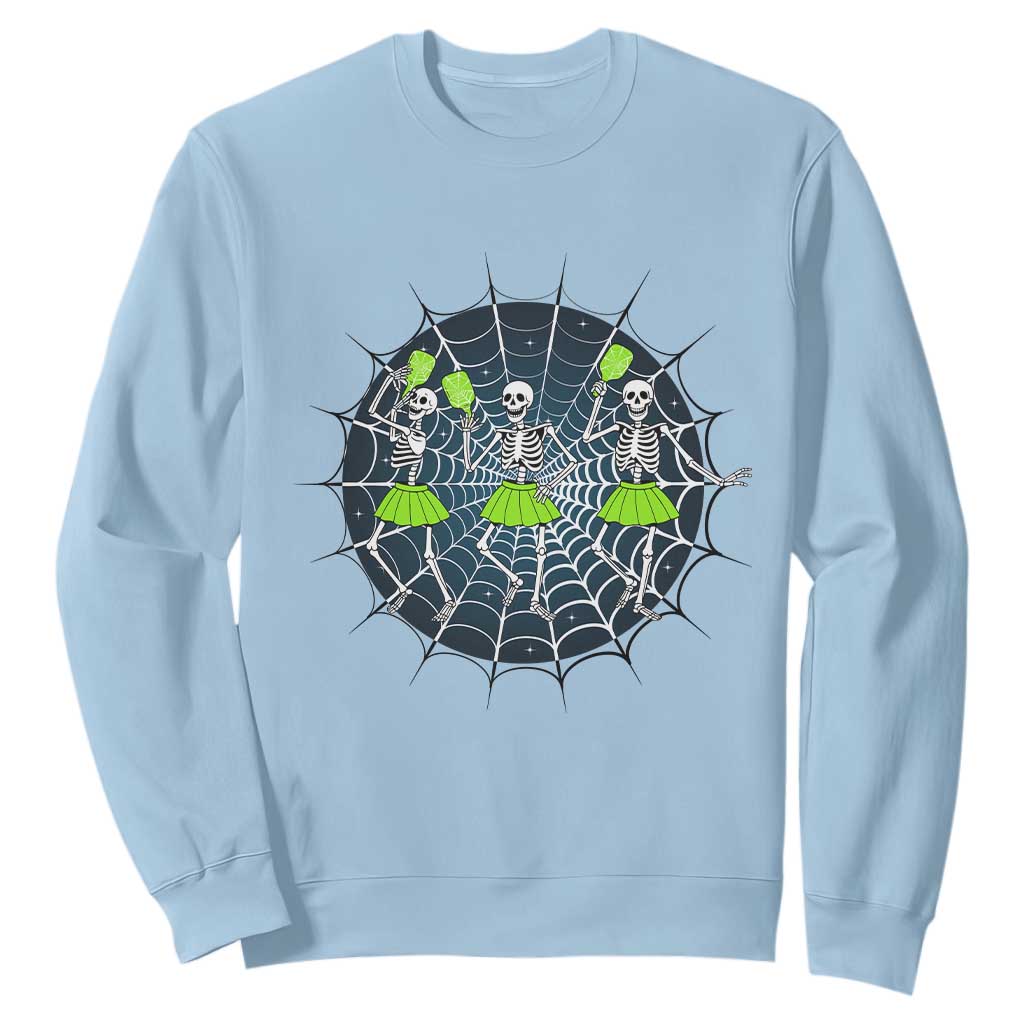 Funny Dancing Skeletons Sweatshirt Pickleball Halloween Gift TS12 Light Blue Print Your Wear