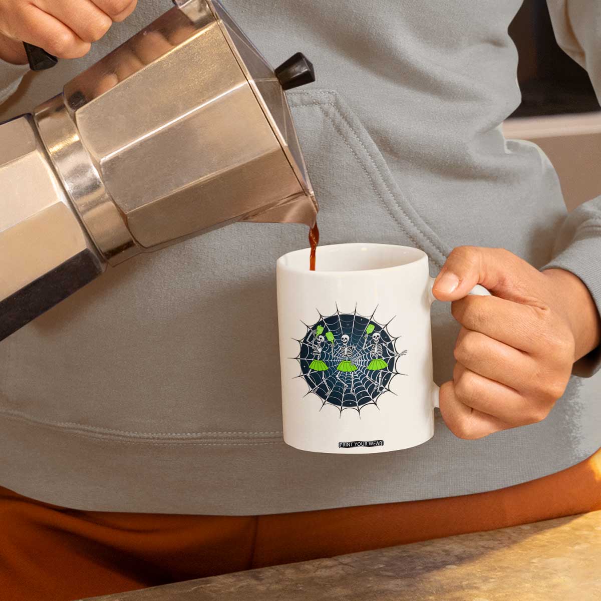 Funny Dancing Skeletons Coffee Mug Pickleball Halloween Gift TS12 Print Your Wear