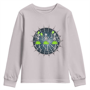 Funny Dancing Skeletons Youth Sweatshirt Pickleball Halloween Gift TS12 Ice Gray Print Your Wear