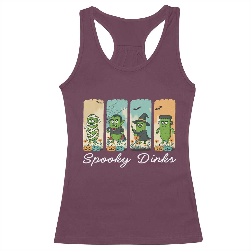 Funny Halloween Pickleball Racerback Tank Top Spooky Dinks Gift For Players TS12 Maroon Print Your Wear