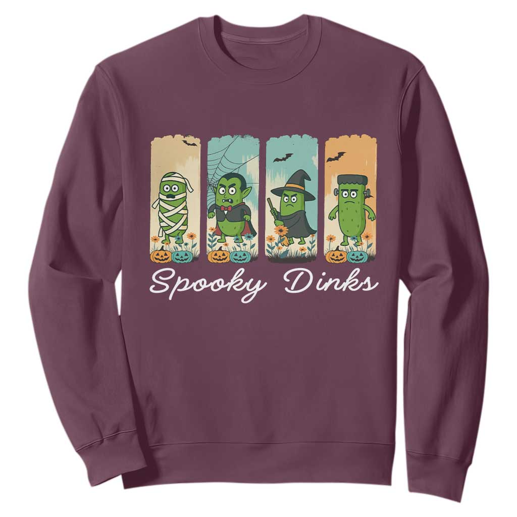 Funny Halloween Pickleball Sweatshirt Spooky Dinks Gift For Players TS12 Maroon Print Your Wear
