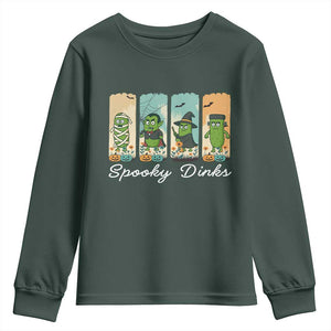 Funny Halloween Pickleball Youth Sweatshirt Spooky Dinks Gift For Players TS12 Dark Forest Green Print Your Wear