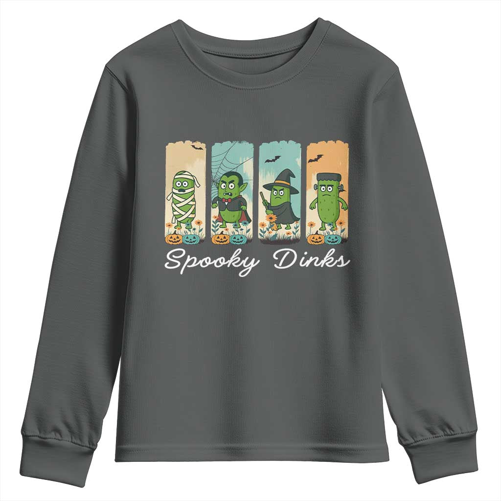 Funny Halloween Pickleball Youth Sweatshirt Spooky Dinks Gift For Players TS12 Dark Heather Print Your Wear