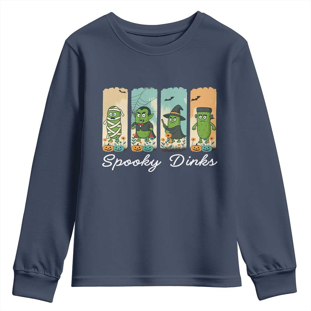 Funny Halloween Pickleball Youth Sweatshirt Spooky Dinks Gift For Players TS12 Navy Print Your Wear