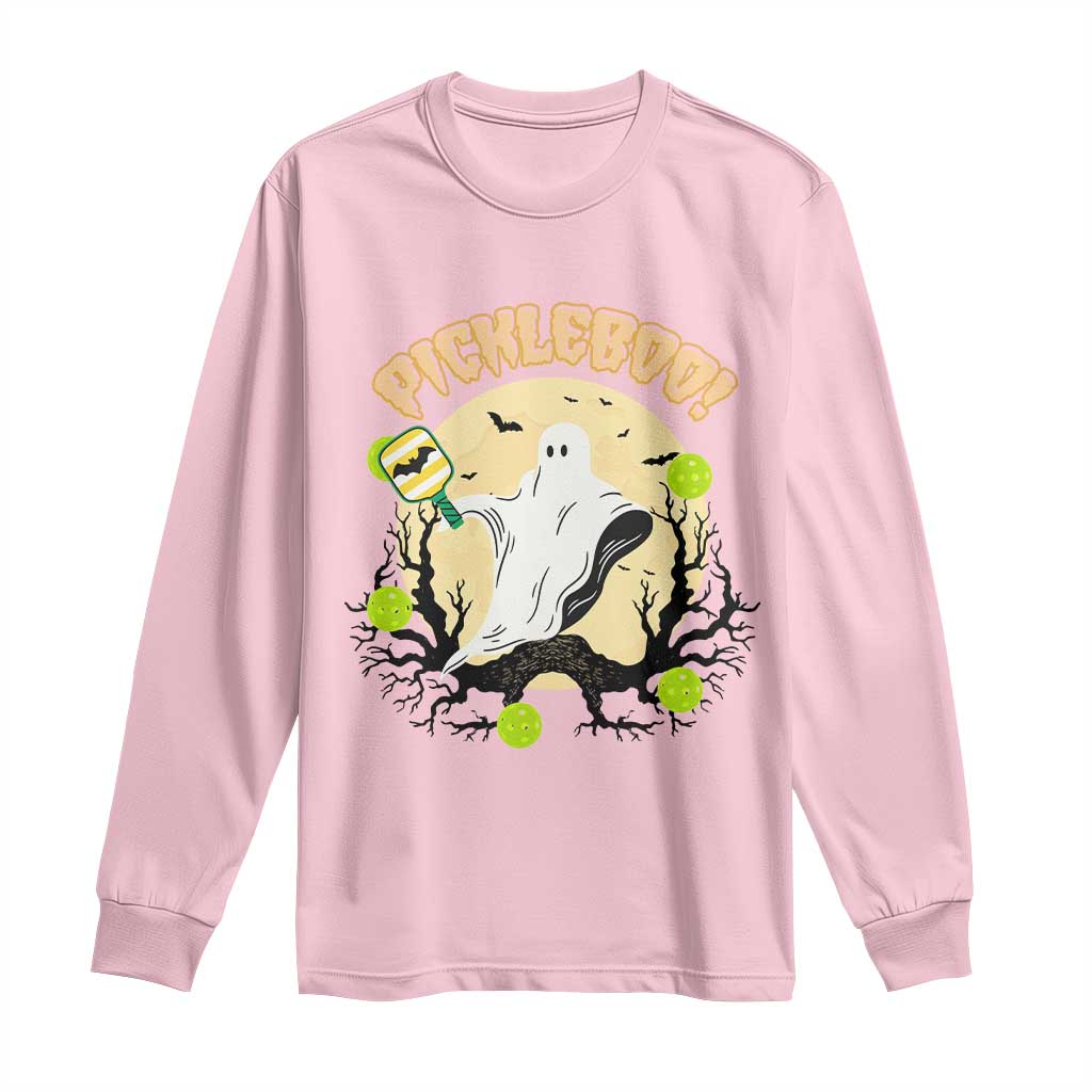 Funny Halloween Pickleball Long Sleeve Shirt Pickleboo Ghost Costume TS12 Light Pink Print Your Wear