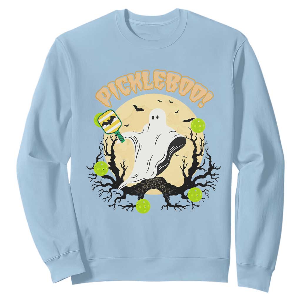 Funny Halloween Pickleball Sweatshirt Pickleboo Ghost Costume TS12 Light Blue Print Your Wear