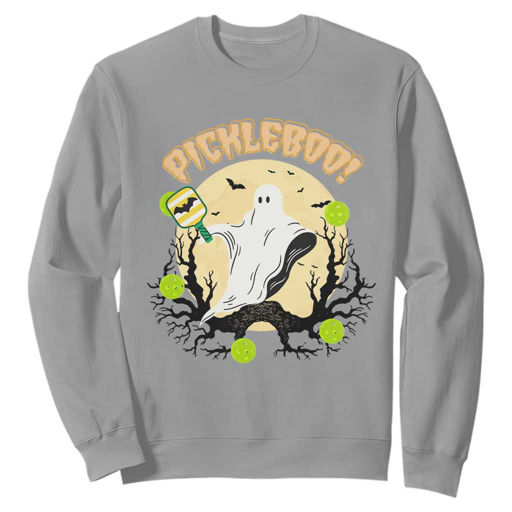 Funny Halloween Pickleball Sweatshirt Pickleboo Ghost Costume TS12 Sport Gray Print Your Wear