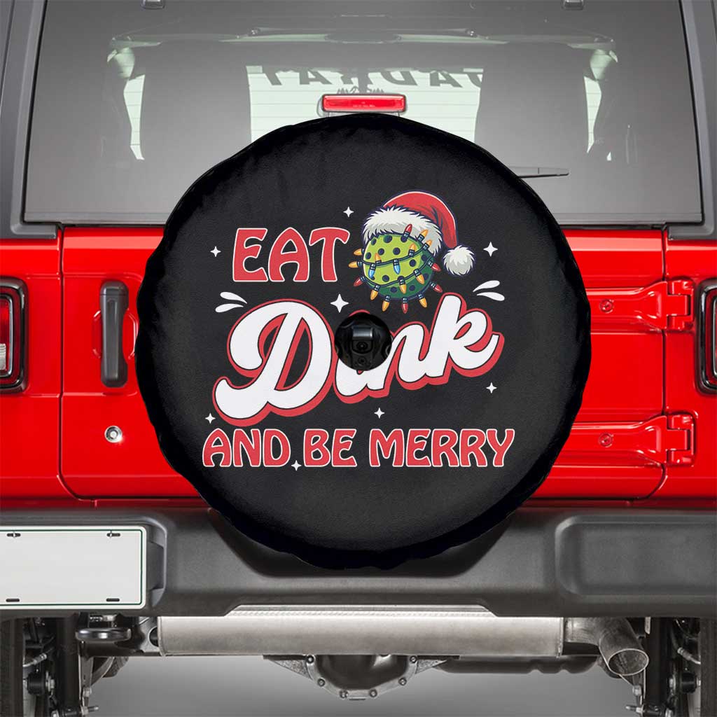 Funny Pickleball Christmas Spare Tire Cover Eat Dink And Be Merry TS12 Black Print Your Wear