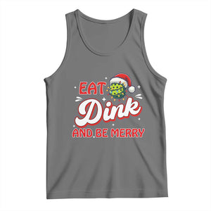 Funny Pickleball Christmas Tank Top Eat Dink And Be Merry TS12 Black Heather Print Your Wear